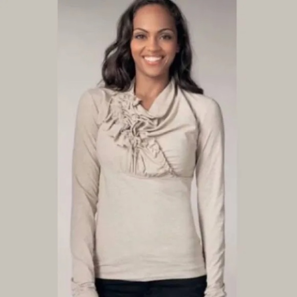 Cabi tan shirt with ruffle